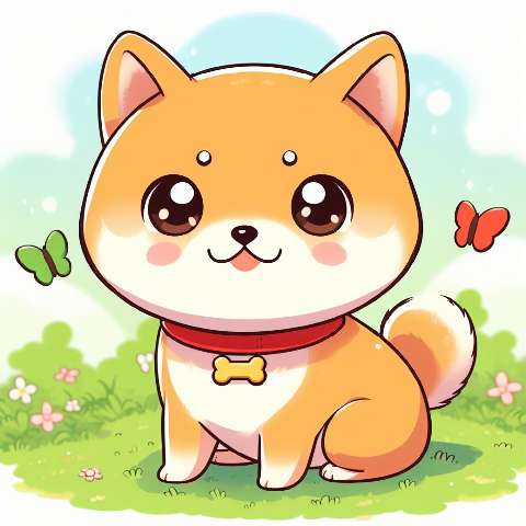 Preview for Adorable Cartoon Dog In A Garden Template