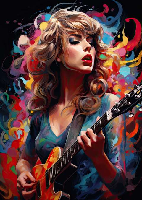 Preview for Vibrant-guitarist-portrait-taylor-swift-template-af582