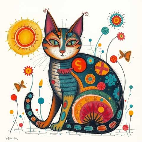 Preview for Whimsical-cat-floral-illustration-aistickerartstyle-template-3da58
