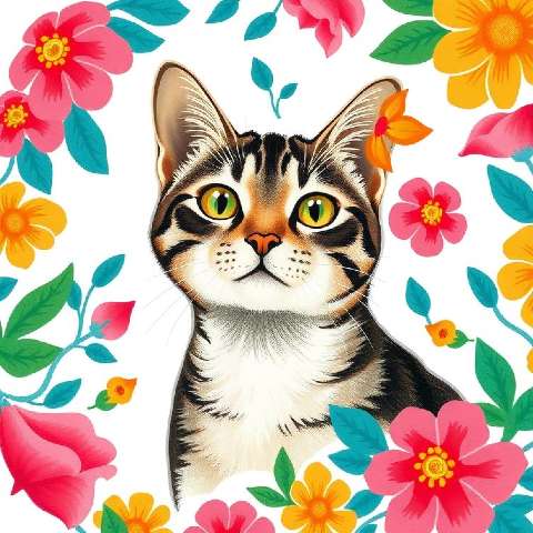 Preview for Calico-cat-floral-illustration-aiappiconstyle-template-01569