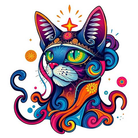 Preview for Colorful-cat-illustration-aistickerartstyle-template-95a01