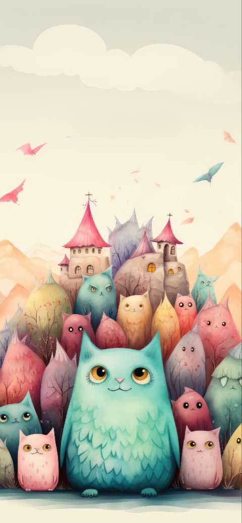 Preview for Whimsical-cat-gathering-illustration-halloween-phone-template-efcb7