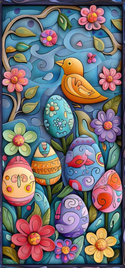 Preview for Easter-eggs-floral-art-easter-phone-template-181e9