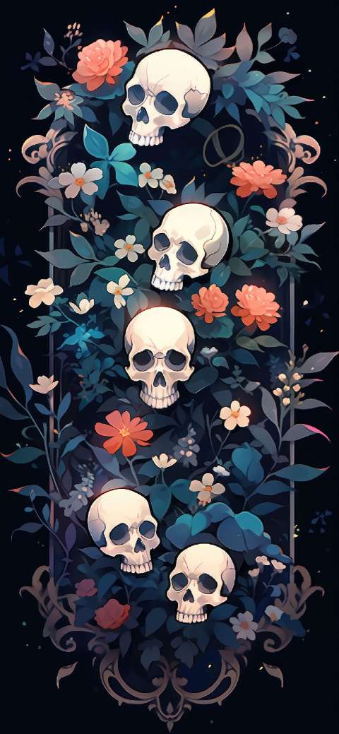 Preview for Floral-skulls-illustration-halloween-phone-template-2bc8a