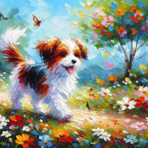 Preview for Vibrant Dog In A Floral Landscape Template