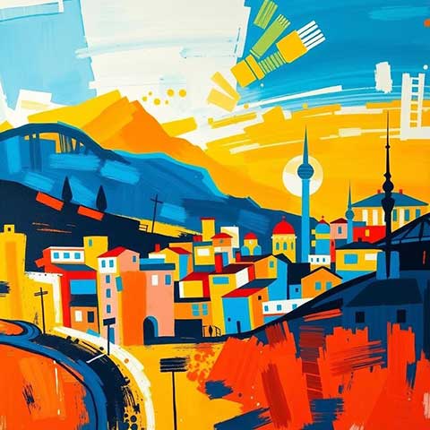 Preview for Cityscape-sunset-illustration-aiartstyle-template-38896