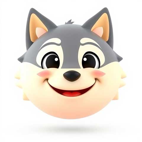 Preview for Cartoon-wolf-character-design-aiemojianimals-template-0197b
