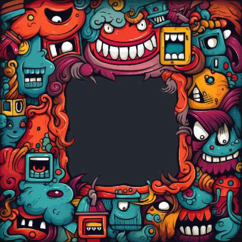 Preview for Cartoon-characters-frame-colorful-frame-template-e8c4f