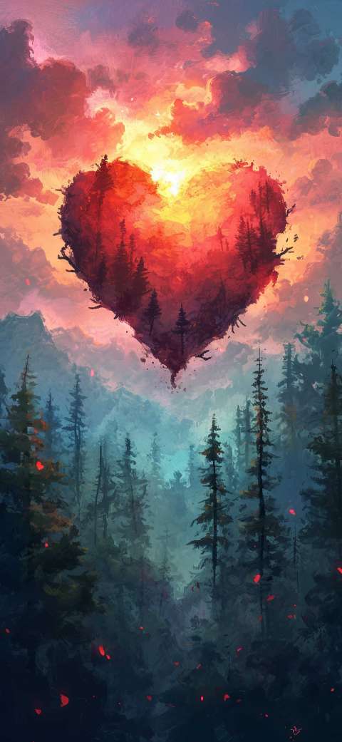 Preview for Heart-shaped-forest-sunset-art-love-phone-template-ad2af