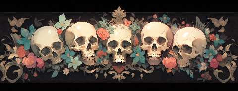 Preview for Floral-skull-design-halloween-social-template-42279