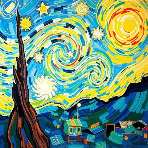 Preview for Starry-night-painting-aiartstyle-template-85942