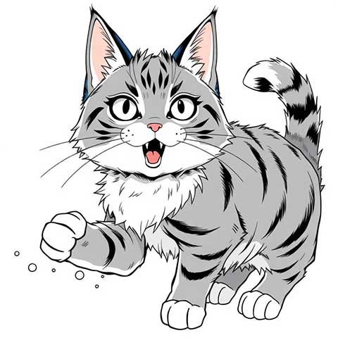Preview for Playful-gray-tabby-cat-illustration-aistickerfeatured-template-47f55