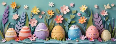 Preview for Easter Eggs In Blooming Garden Template