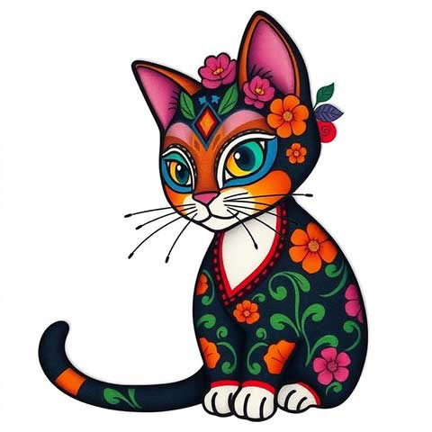 Preview for Sugar-skull-cat-illustration-aistickerartstyle-template-1ae40