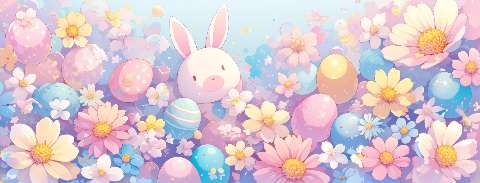 Preview for Easter Bunny Floral Garden Facebook Cover Template