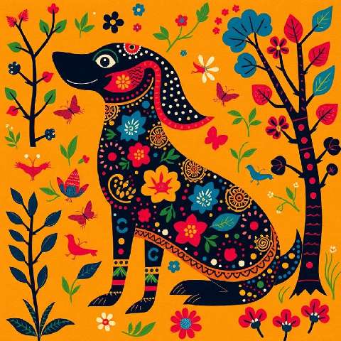 Preview for Floral-dog-illustration-art-aiartstyle-template-1916d