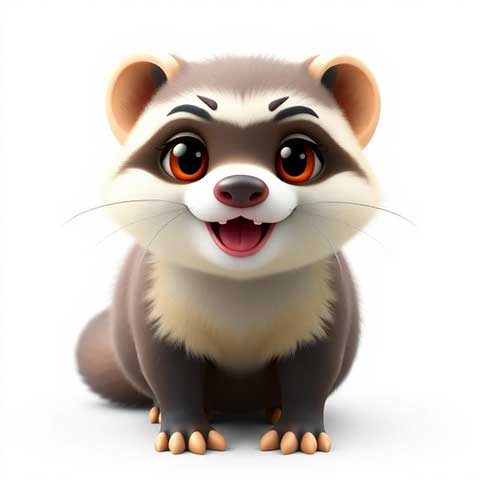 Preview for Cartoon-ferret-illustration-aiemojianimals-template-04765