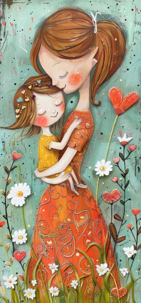 Preview for Mother And Daughter Phone Wallpaper Template