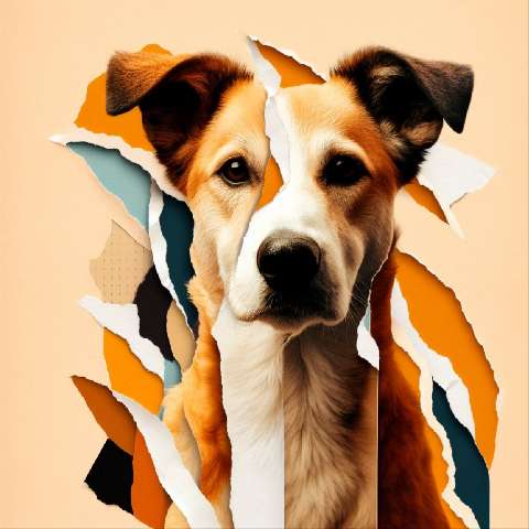 Preview for Dog Emerging From Torn Paper Art Template