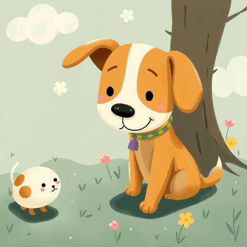 Preview for Dog-chick-friendship-illustration-aicartoon-template-bf355