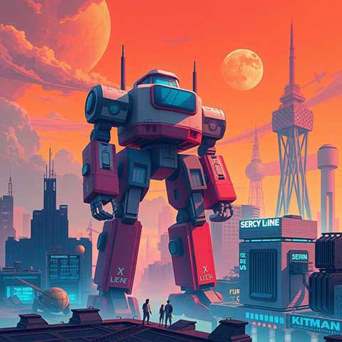 Preview for Futuristic-robot-cityscape-aistylized-template-201d7