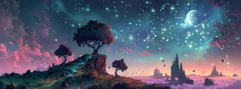 Preview for Dreamy Night Sky Landscape Design Template