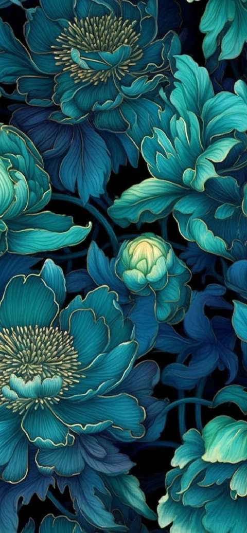 Preview for Blue-floral-pattern-design-aiwallpaper-template-23423