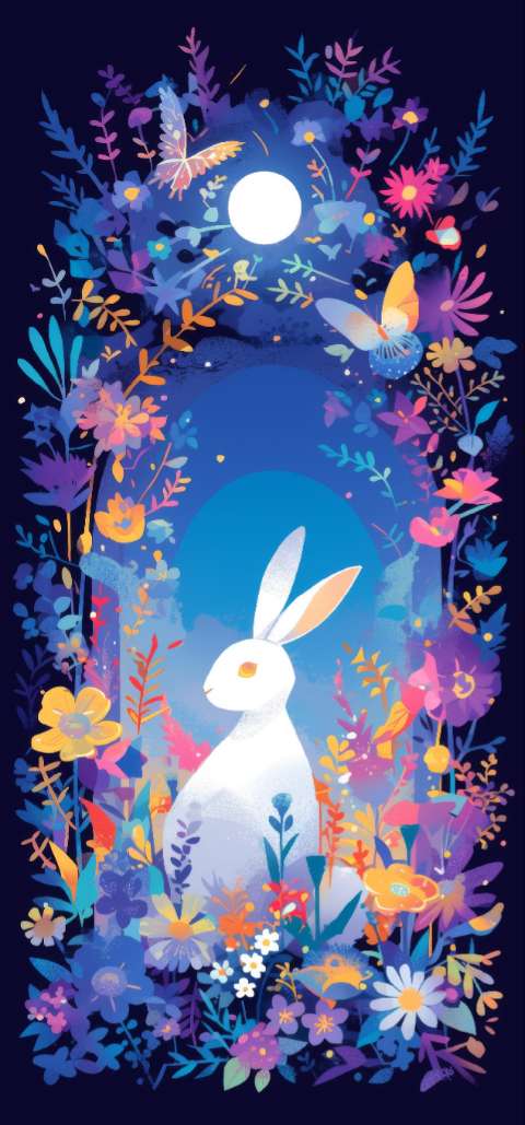 Preview for Whimsical-moonlit-garden-scene-easter-phone-template-79b2f