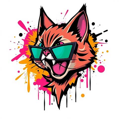 Preview for Cool-cat-graffiti-art-aistickerartstyle-template-54126
