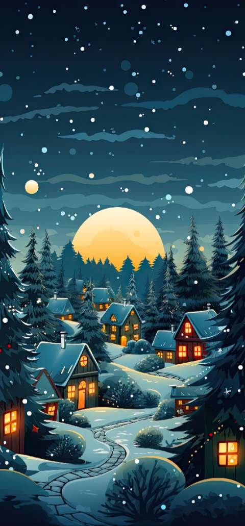 Preview for Winter-village-night-scene-christmas-phone-template-bb887