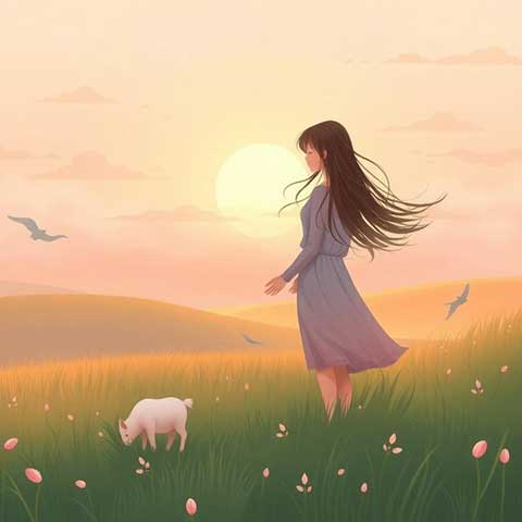 Preview for Serene-sunset-woman-goat-aifeatured-template-51384