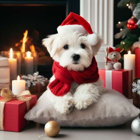 Preview for Christmas Puppy By The Fireplace Template