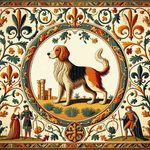 Preview for Medieval Dog Tapestry Design Template