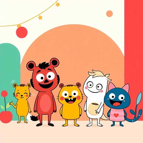 Preview for Cartoon-characters-illustration-aicartoon-template-010f4