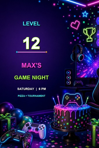 Preview for 12th Gamer Birthday Invitation Template
