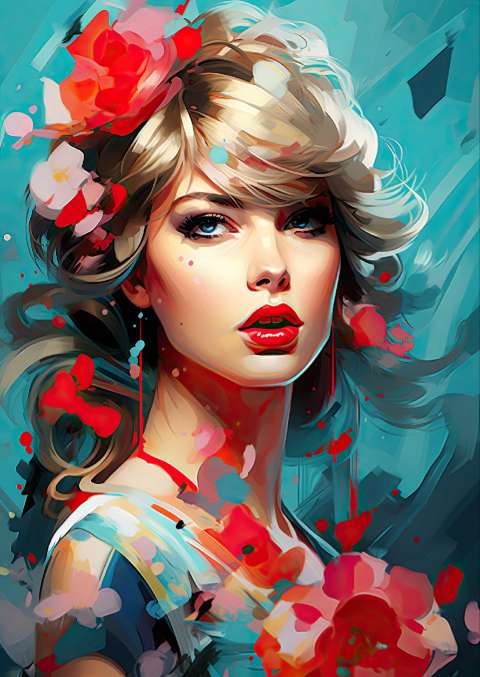 Preview for Digital-portrait-floral-accent-taylor-swift-template-f61e1