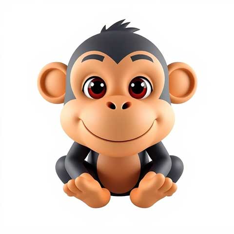 Preview for Cute-cartoon-monkey-3d-aiemojianimals-template-9bcc6