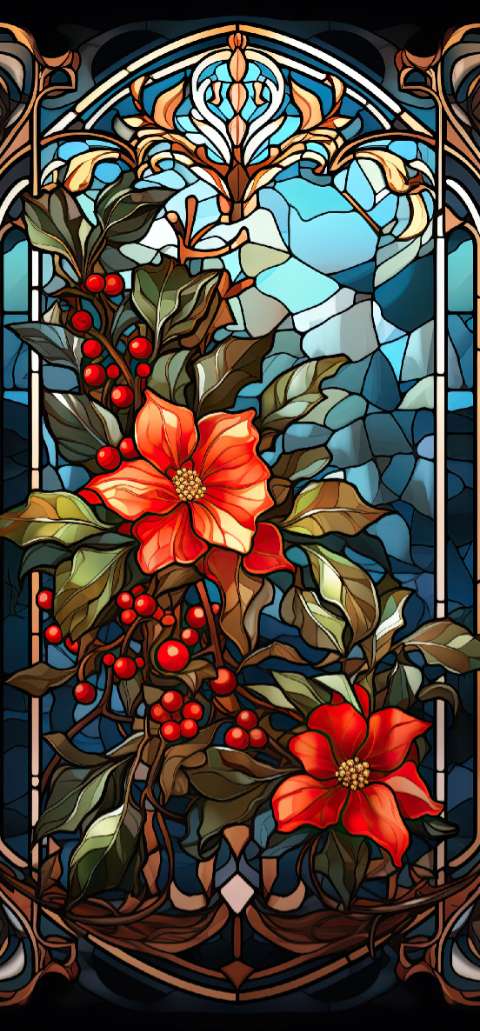 Preview for Stained-glass-poinsettia-art-christmas-phone-template-a064d