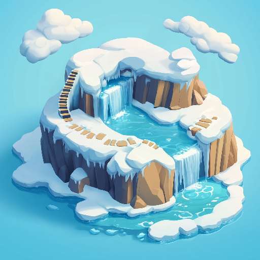 Preview for Isometric-waterfall-island-frozen-tiny-template-9e3a9