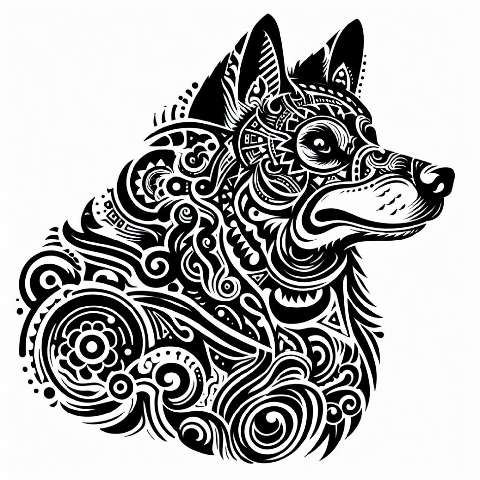 Preview for Intricate Wolf Design Template