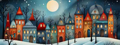 Preview for Whimsical-winter-village-illustration-christmas-facebook-templat-09cec