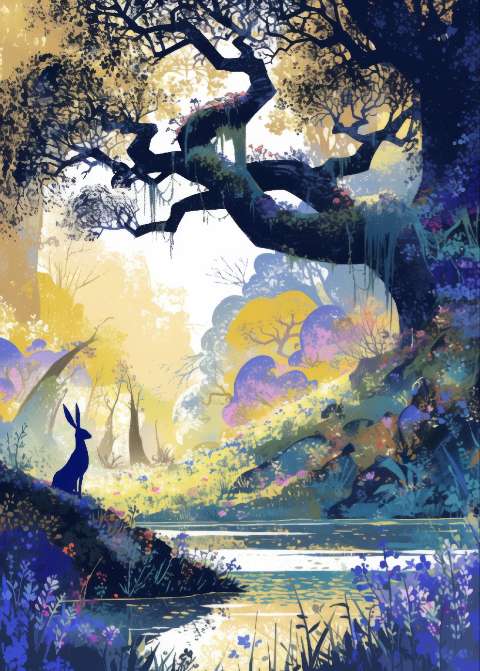 Preview for Serene Forest Landscape With Rabbit Template