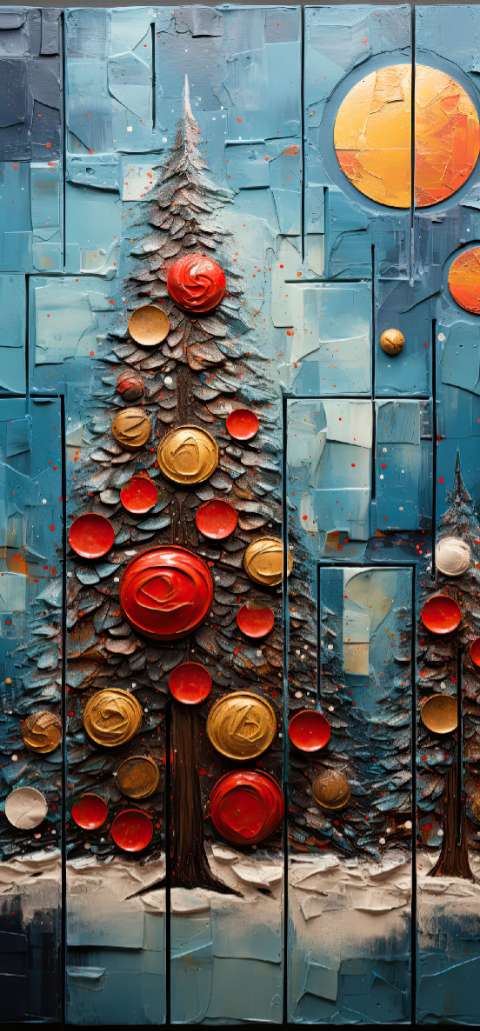 Preview for Modern-christmas-tree-art-christmas-phone-template-0f2b4