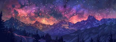Preview for Starry Mountain Landscape Cover Template