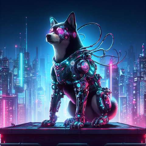 Preview for Cyberpunk Canine Neon Cityscape Template