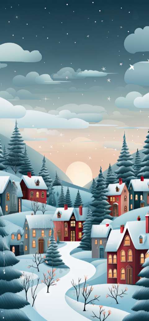 Preview for Winter-village-illustration-christmas-phone-template-2a04a