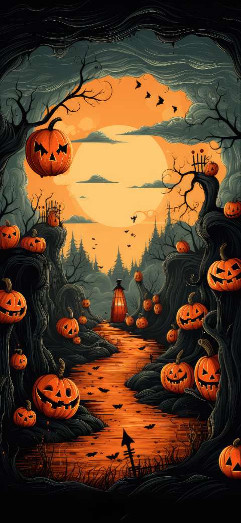 Preview for Halloween-spooky-path-illustration-halloween-phone-template-9a6b8
