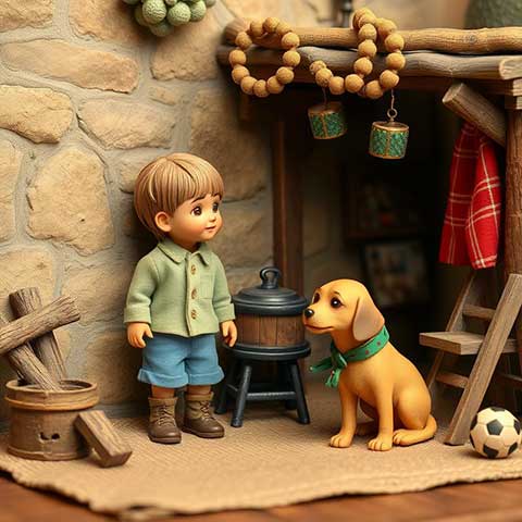 Preview for Charming-boy-and-dog-3d-scene-aicartoon-template-bbab9