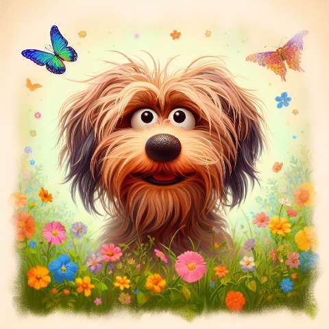 Preview for Adorable Dog In Flower Field Template