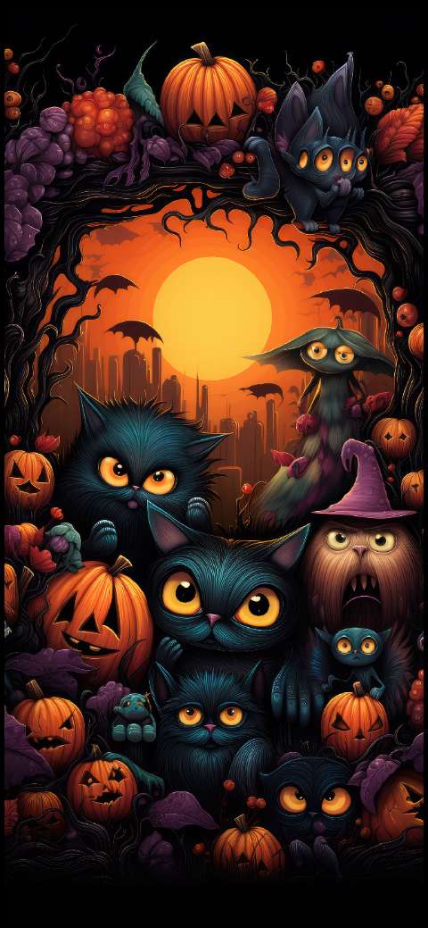 Preview for Halloween-black-cats-illustration-halloween-phone-template-ee99a